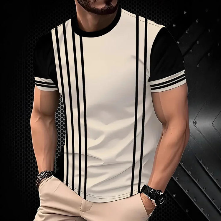 T-shirt da uomo estive 2026 con stampa 3D a righe, firmate, streetwear oversize a manica corta, top casual sportivi per tutti i giorni