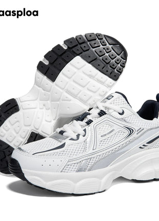 Baasploa Women Running Shoes Lightweight Breathable Sport Shoes Female Comfort White Casual Sneakers Height Increase Cushioning PlatiNum