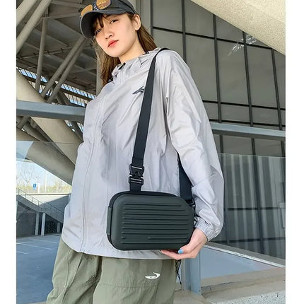 Borsa a tracolla rigida nera, leggera e portatile, per adulti, ideale per il trasporto quotidiano, lo shopping, le brevi camminate all'aperto e l'uso quotidiano.