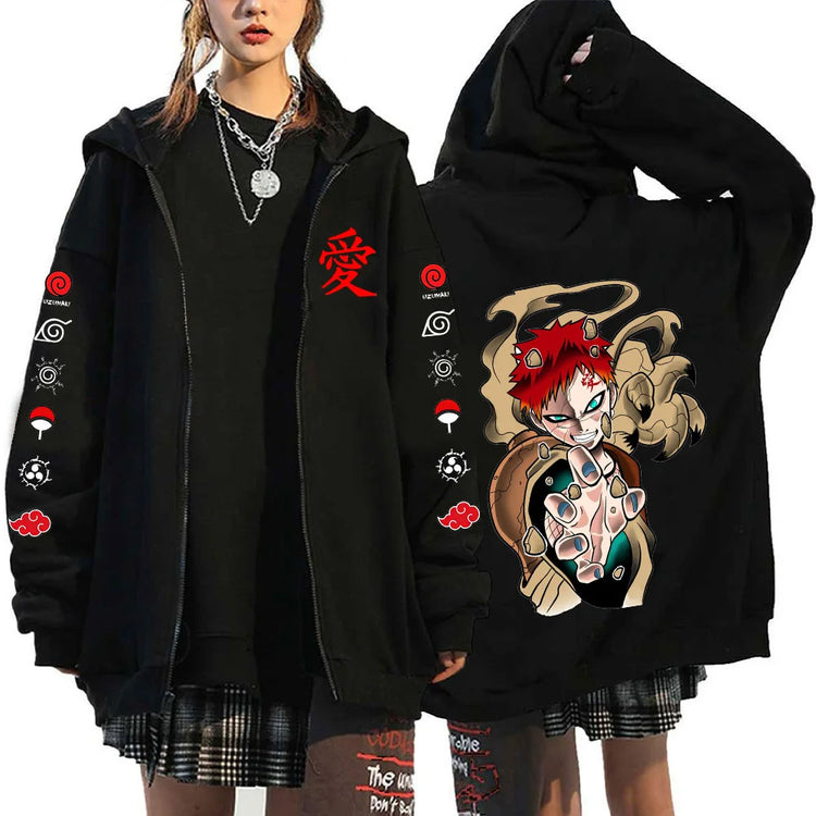 Gaara Naruto anime 2026 new spring and autumn fashion Harajuku men's trend Y2K casual sportswear women's couple style Coat
