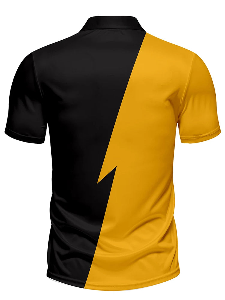 Polo da uomo estiva casual con risvolto e bottoni sul petto, polo con stampa digitale alla moda, può essere utilizzato come regalo per top sportivi lavati a macchina