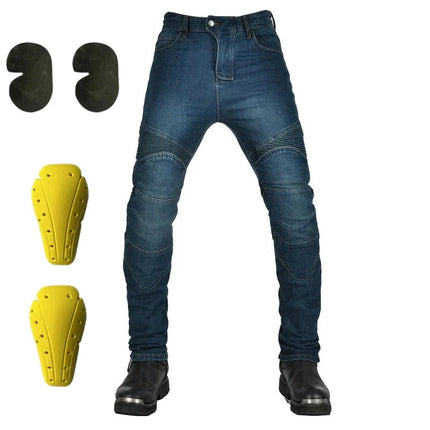 Men's Motorcycle Riding Jeans Pants, Anti-Skid Abrasion Resistant All-Weather Classic Fit Race-Ready Biker Gear PlatiNum