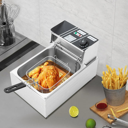 EF-81 220V 2500W Euro Plug 6L Singolo Cilindro Forno per Alimenti Commerciale Friggitrice Per Fare Patatine Pollo Fritto Pollo