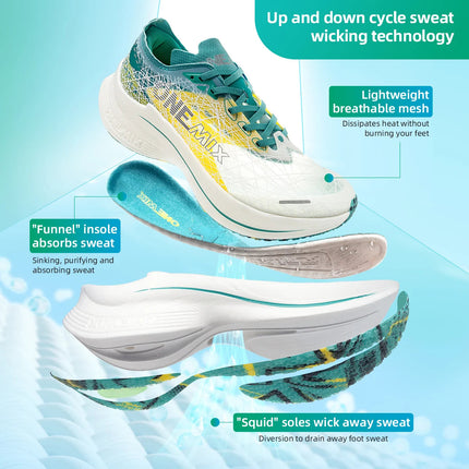 ONEMIX Marathon Scarpe da corsa con piastra in carbonio Assorbimento degli urti Scarpe sportive ultraleggere Tecnologia di rimbalzo Sneakers da uomo all'aperto PlatiNum
