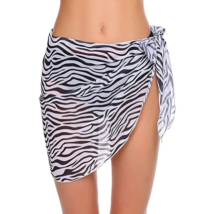 Costumi da bagno da donna sarong corti copricostume da spiaggia Bikini avvolgente gonna corta trasparente sciarpa in Chiffon coprispalle per costumi da bagno platinumshop