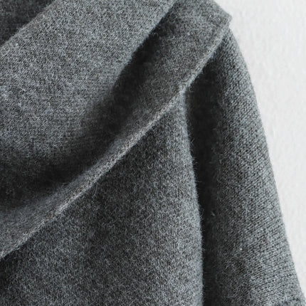 Ladies Autumn Winter Jacket Women Casual Commuter Coat Knitted Loose Oversize Coat Asymmetric Elegant Split Chic Scarf Jacket