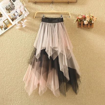 Tutu estivo gonna donna Harajuku Casual Tulle Bottom Jupe Femme Faldas moda vita alta Midi Mesh gonne abbigliamento donna Saia