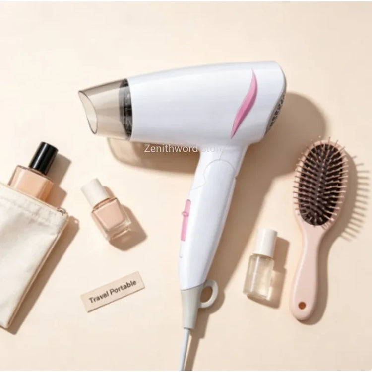 Compact Foldable Travel Blow Dryer 1600W Power 100‑240V Universal Voltage Cold Air Function Hanging Loop Design For Travel Household Hair Care