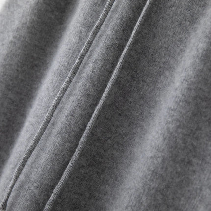 Women Pure Cashmere Long Skirts Autumn Winter Straight Ankle Length Thick Skirts 100% Cashmere Knit Drawstring and Split Skirts PlatiNum