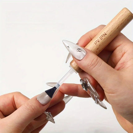 Professional Nail Art Brush Set with Detachable Wooden Grip-Multi-Functional Nail Polish Brushes,Nail Art Tools,Nail Accessories