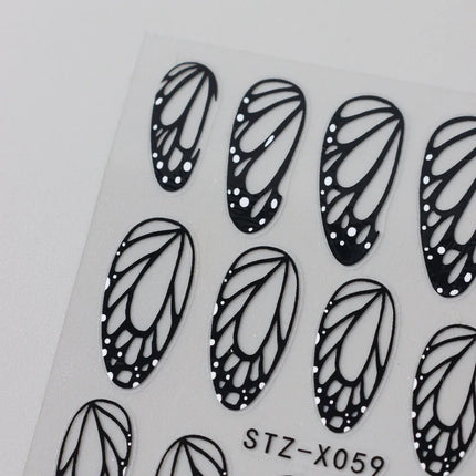 2pcs Stunning Black Butterfly Wings Nail Stickers Elegant Spring Nail Designs 3D Self-Adhesive Foils Nail Art Decorations