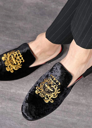 Pantofole antiusura in pelle da uomo Mocassini slip-on in velluto Scarpe da mulo alla moda