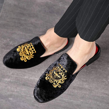 Pantofole antiusura in pelle da uomo Mocassini slip-on in velluto Scarpe da mulo alla moda