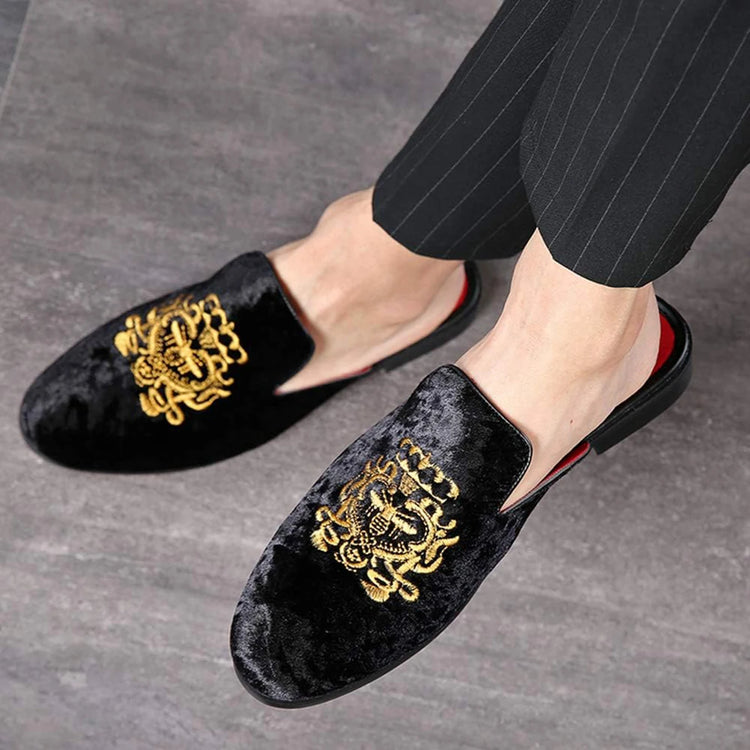 Pantofole antiusura in pelle da uomo Mocassini slip-on in velluto Scarpe da mulo alla moda