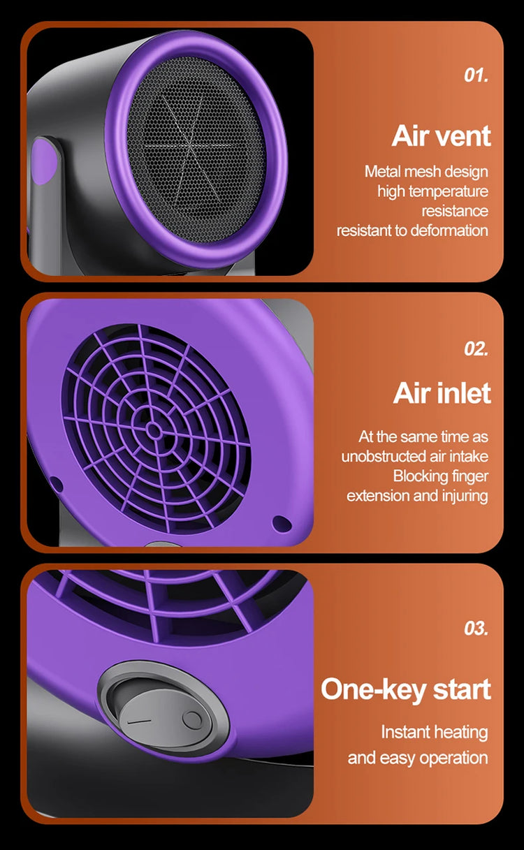 Desktop Heater Dormitory Mini Quick Heating Silent Energy Efficient Household Hot Air Blower Appliances Room Warmer For Office ﻿