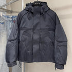 Winter Spliced Black Men Hooded Down Coat American Style Motorcycle Puffer Jacket Loose Fit Zip Waterproof Jackets Casual Coats