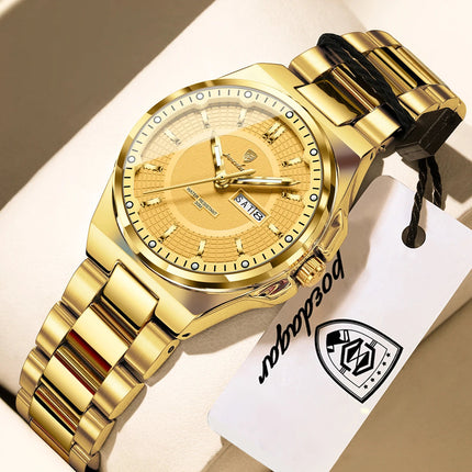 Orologio da Donna POEDAGAR Elegante con Data e Giorno della Settimana, Movimento al Quarzo, Acciaio Inossidabile, Luminoso e Impermeabile platinumshop