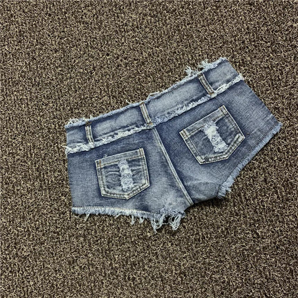 Sexy Charming Button Low Waist Denim Shorts Women Clothing Fashion Jeans Super Shorts NightClub DJ Pole Dance DS Party Hot Pants PlatiNum