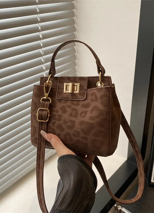 Elegante Mini Borsa a Tracolla con Manico Superiore, Chiusura Dorata, Versatile Borsa in Finta Pelle Scamosciata e Pelle per Uso Quotidiano Femminile