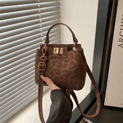 Elegante Mini Borsa a Tracolla con Manico Superiore, Chiusura Dorata, Versatile Borsa in Finta Pelle Scamosciata e Pelle per Uso Quotidiano Femminile