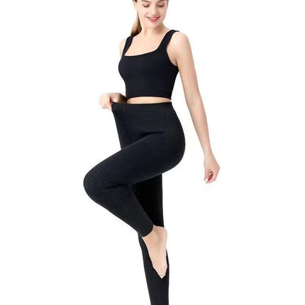 Women's Wool  Leggings Slim Pants High Waist  Autumn and Winter Cashmere Casual Knitted Pencil Pants Korean Thick Casual pants PlatiNum