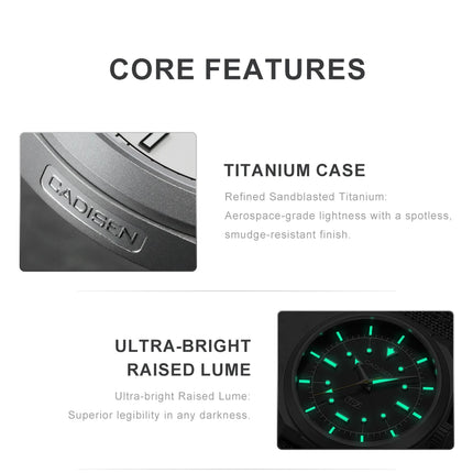 CADISEN TI-7 Autodyne Titanium Steel Automatic Mechanical Canvas Wristwatch MIYOTA 8215 Luminous Sapphire Waterproof Man Watches