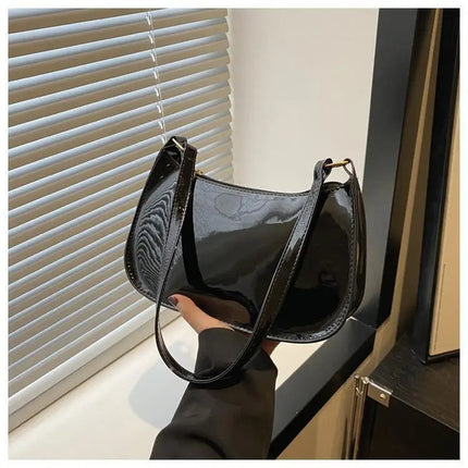 Retro Solid Color PU Leather Shoulder Underarm Bag Women's Fashion Handbags Casual Purses and Handbag Ladies Hand Bags PlatiNum