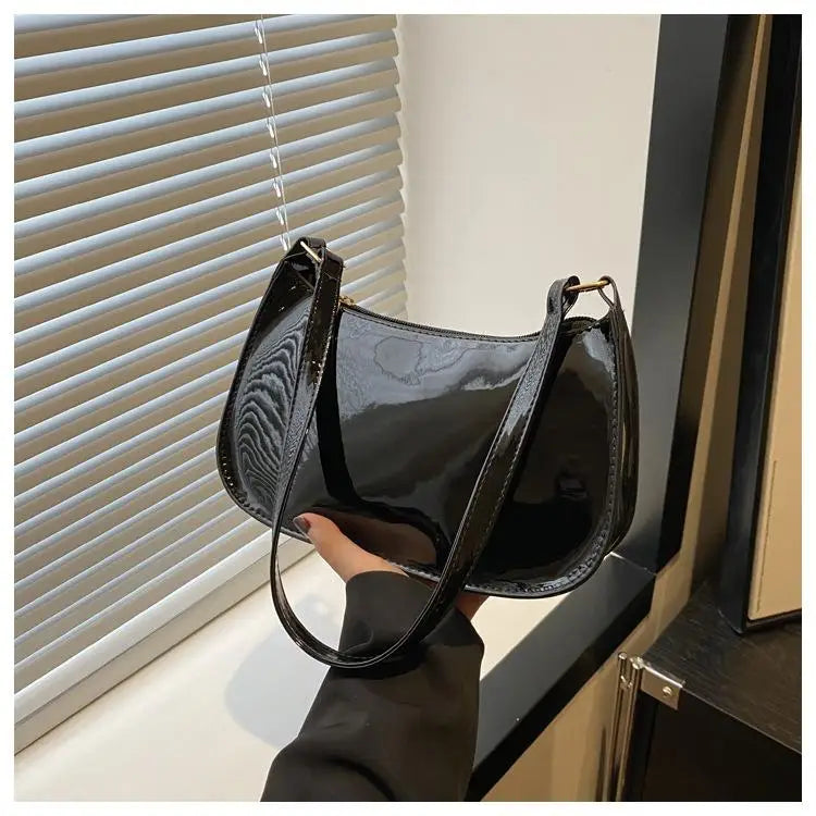 Retro Solid Color PU Leather Shoulder Underarm Bag Women's Fashion Handbags Casual Purses and Handbag Ladies Hand Bags PlatiNum