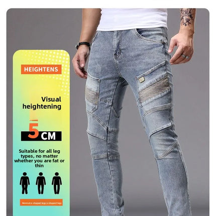 Men's Casual Jeans Vintage Straight Leg Elastic Slim Fit Autumn Winter Sweatpants Trousers Skinny Y2k Jeans Men's Cargo Pants