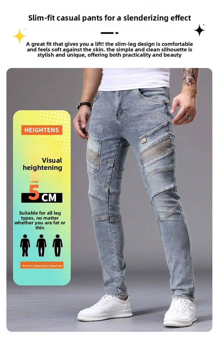 Men's Casual Jeans Vintage Straight Leg Elastic Slim Fit Autumn Winter Sweatpants Trousers Skinny Y2k Jeans Men's Cargo Pants