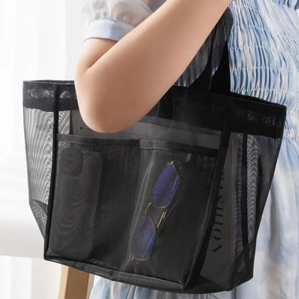 New Mesh Shoulder Bag Transparent Large Capacity Beach Bags Women's Hollow Multi-functional Bag
