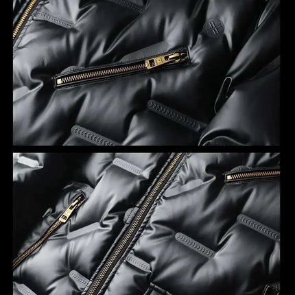 2022 Motorcycle Zipper Duck Down Jacket Men High Quality 90% White Duck Down Coat Lapel Vintage Black Down Jacket Men Clothing
