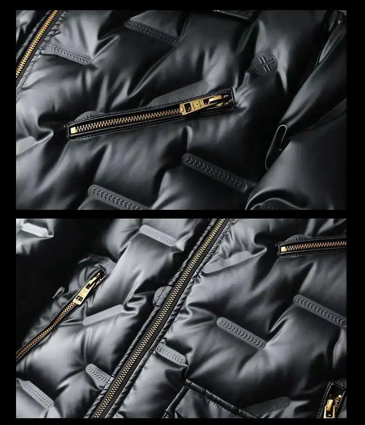 2022 Motorcycle Zipper Duck Down Jacket Men High Quality 90% White Duck Down Coat Lapel Vintage Black Down Jacket Men Clothing