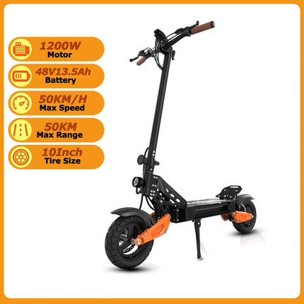 Monopattino Elettrico JUICEASE C67Lite 48V13.5Ah, Motore ad Alta Potenza 1200W, Autonomia 50KM, Velocità 50KM/H, Pneumatici Larghi da 10 Pollici, Scooter Fuoristrada per Tutti i Terreni