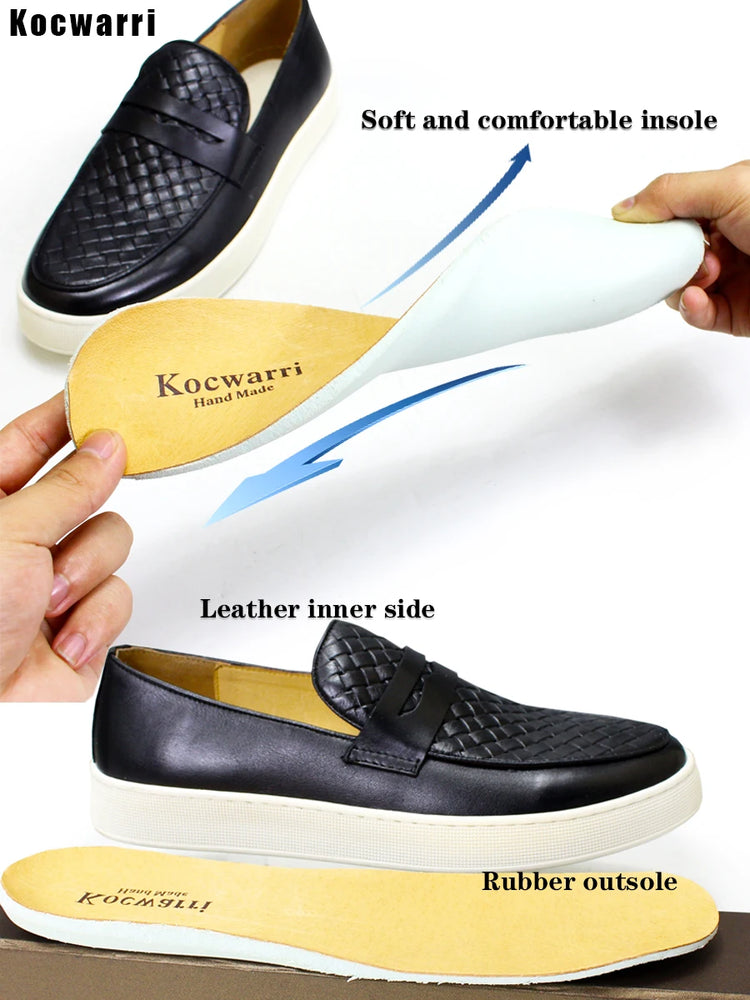 Men's Leather Shoes Casual Comfort Flat Shoes Lace Up Fish Pattern Handmade Shoes Dating Office Fashion Banquet Men's Shoes