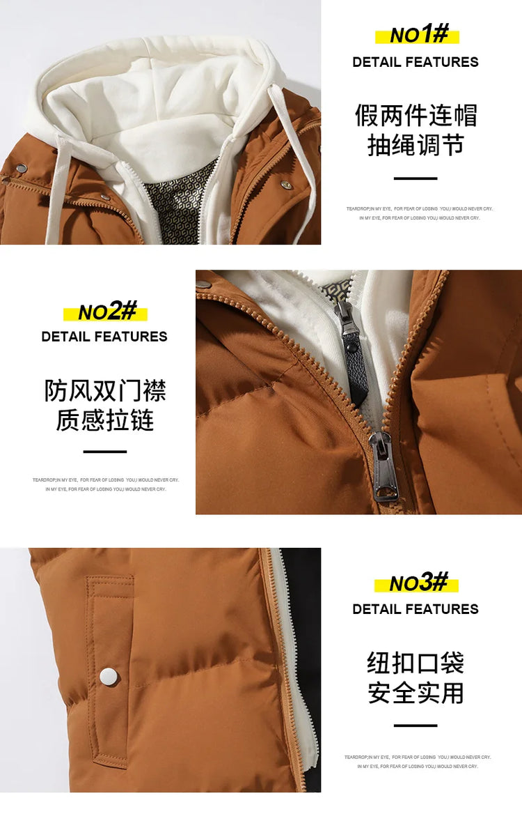 Men Windproof Hooded Vest Men Jacket Sleeveless Vest Winter Jacket Casual Coat Men Down Cotton Warm Thicken Waistcoat Thick Coat