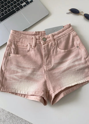 SINGREINY Pantaloncini in denim sfumato da donna, di alta qualità, estetici, casual, comodi, stile americano retrò, basici, da spiaggia