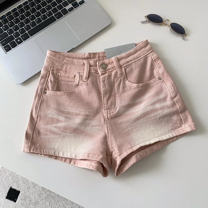 SINGREINY Women's Gradient Denim Shorts, High Quality, Aesthetic, Casual, Comfortable, American Retro Style, Basic, Beach