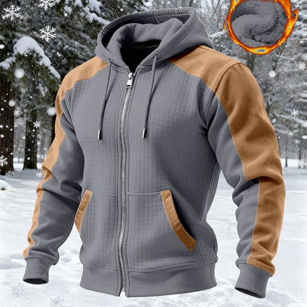 2026 New Winter and Autumn Men's Double-Layered Insulated Thick Hooded Coat, Comfortable Cardigan with Zipper Closure Jacket