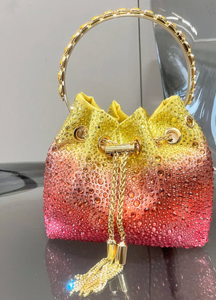 Handle Rhinestones Evening clutch Bag Purses and handbag luxury Designer shoulder bag Shiny Crystal Clutch purse bucket bag PlatiNum