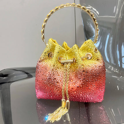 Handle Rhinestones Evening clutch Bag Purses and handbag luxury Designer shoulder bag Shiny Crystal Clutch purse bucket bag PlatiNum