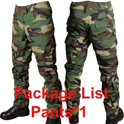 Woodland Tactical Unifirm Mens Sets Outdoor Hunting Training Suits Combat Shirts Ripstop Pants Workwear Clothes Wear-resisting PlatiNum