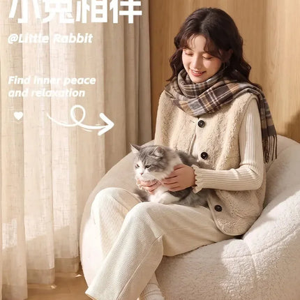 Women's Cute Rabbit Cotton Slippers Autumn and Winter Cartoon 3D Bunny with Plush Insulation, Thick Bottom, Home Plush Slippers