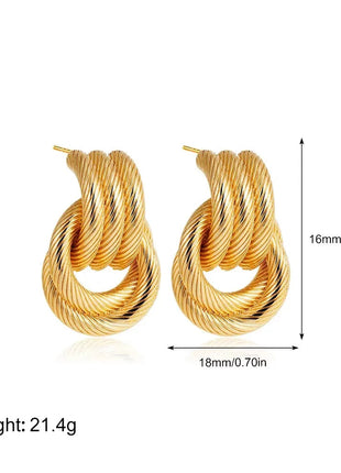 Orecchini a Perno Geometrici a Forma di C Multistrato Placcati in Oro 18K, Antiruggine, in Acciaio Inossidabile per Donne platinumshop