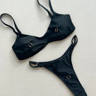 Anello in metallo Mini Micro perizoma Bikini Donna Costumi da bagno Costume da bagno femminile Bikini a due pezzi Costume da bagno imbottito Costume da bagno V7513 platinumshop