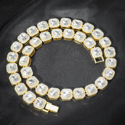 Hip Hop Men Women 14MM Prong Cuban Link Chain Necklace Bling Iced Out Tennis Chain Rhinestone Paved Miami Cuban Necklace Jewelry PlatiNum