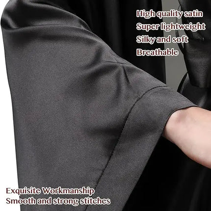 Elegante abito lungo da pavimento in seta da sposa, abito da sposa, kimono, abito da sposa, festa, abito da sposa, abito kimono nero