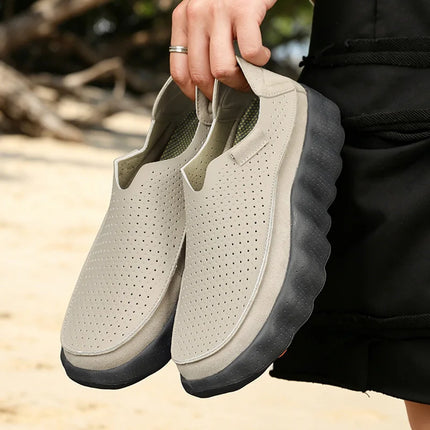 Mocassini da Uomo per Camminata all'Aperto, Scarpe Casual alla Moda, Scarpe da Passeggio in Pelle Morbida, Calzature Traspiranti per Guida, Mocassini Morbidi