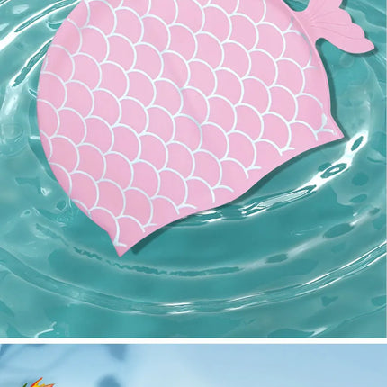 Cuffia da nuoto per bambini Cuffia da nuoto allargata in silicone impermeabile a squame di pesce carino per accessori da nuoto per ragazze dei ragazzi