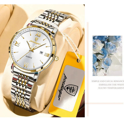 POEDAGAR Orologio da Donna Raffinato Impermeabile Luminoso con Data, Orologio da Polso Femminile di Alta Qualità in Acciaio Inossidabile, Elegante Orologio al Quarzo per Donne platinumshop